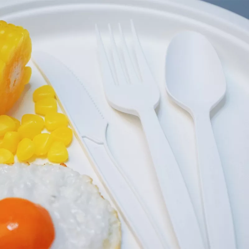 SY-PLA08 Heavy Weight Wrapped CPLA Cutlery KITS (Fork, Spoon, Knife, Napkin),White/Black, 250ct. - Image 3