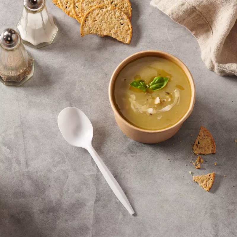 SY-PPC01 Medium Weight Plastic Soupspoon, White/Black 1000ct. - Image 3