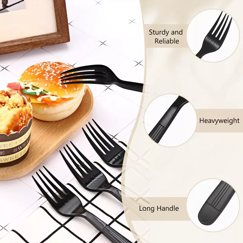 SY-PPC03 Heavy Weight Plastic Fork, White/Black 1000ct. - Image 4