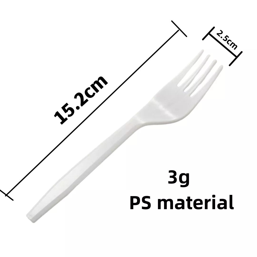 SY-PSC02 Medium-Heavy Weight Cutlery PS Plastic Fork,White/Black/Transparent, 1000ct. - Image 2