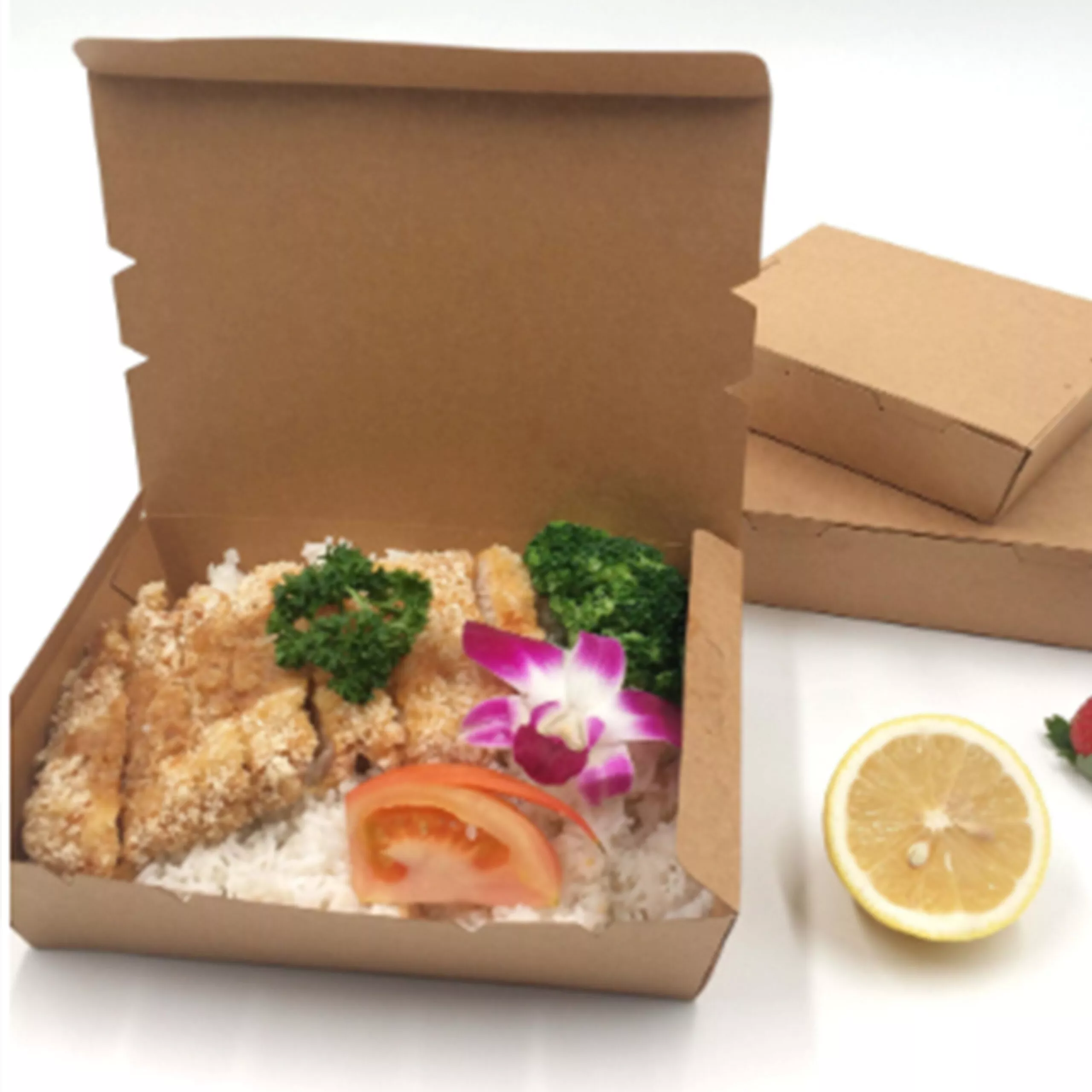 2#Disposable Compostable Kraft Paper Food Take Out Boxes To Go Containers - Image 4